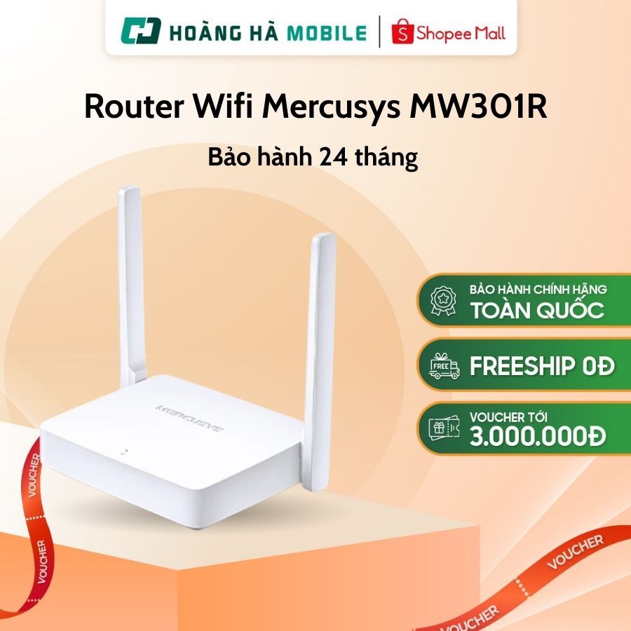 Router Wifi Mercusys MW301R Chuẩn N Tốc độ 300Mbps - Chính hãng