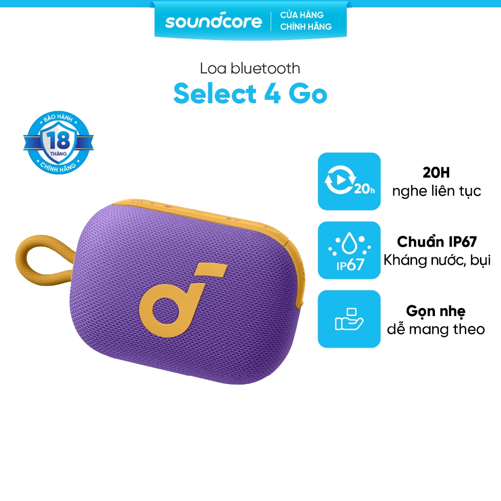 Loa bluetooth soundcore Select 4 Go | Pin 20 giờ | Kháng bụi, nước IP67