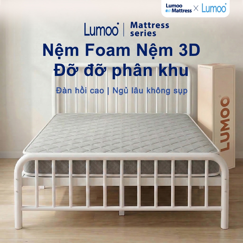Nệm Foam Massage Lumoo Hachi 2.0 - Đệm Cao Su Non 6/9cm, Nâng Đỡ Đa Điểm (Xám/Trắng)