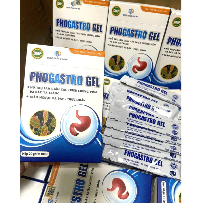 Gel dạ dày PHOGASTRO GEL  viêm loét dạ dày tá tràng, Người viên đau dạ dày, hành tá tràng, trào ngượ