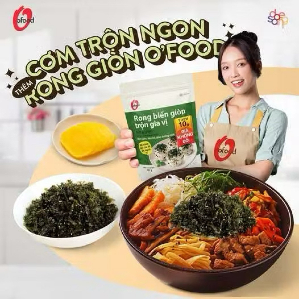 Rong Biển Trộn OFood 40g, Rong Biển Ăn Liền Mix Hải Sản Khô Gà Óc Chó Hạnh Nhân,  Rong Biển Bổ Dưỡng
