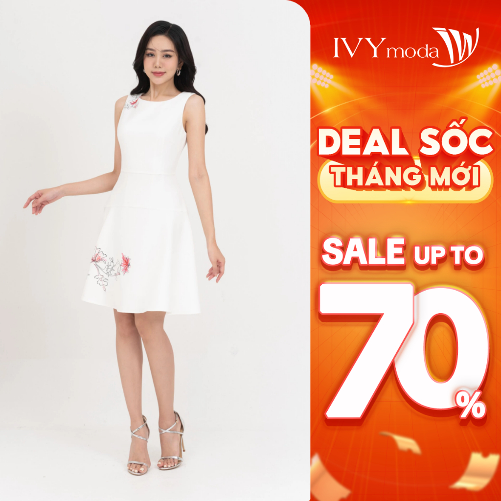 Isabella Dress - Đầm xòe dệt burn out nữ IVY moda MS 41M8700