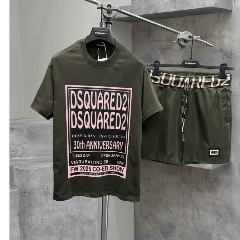 Bộ quần áo Hè nam DS&Q Rêu Chữ hồng Cao cấp Siêu Phẩm Hot,Set Bộ Cộc Nam chất vải Cotton Nam Đi Thể dục co giãn 4 chiều