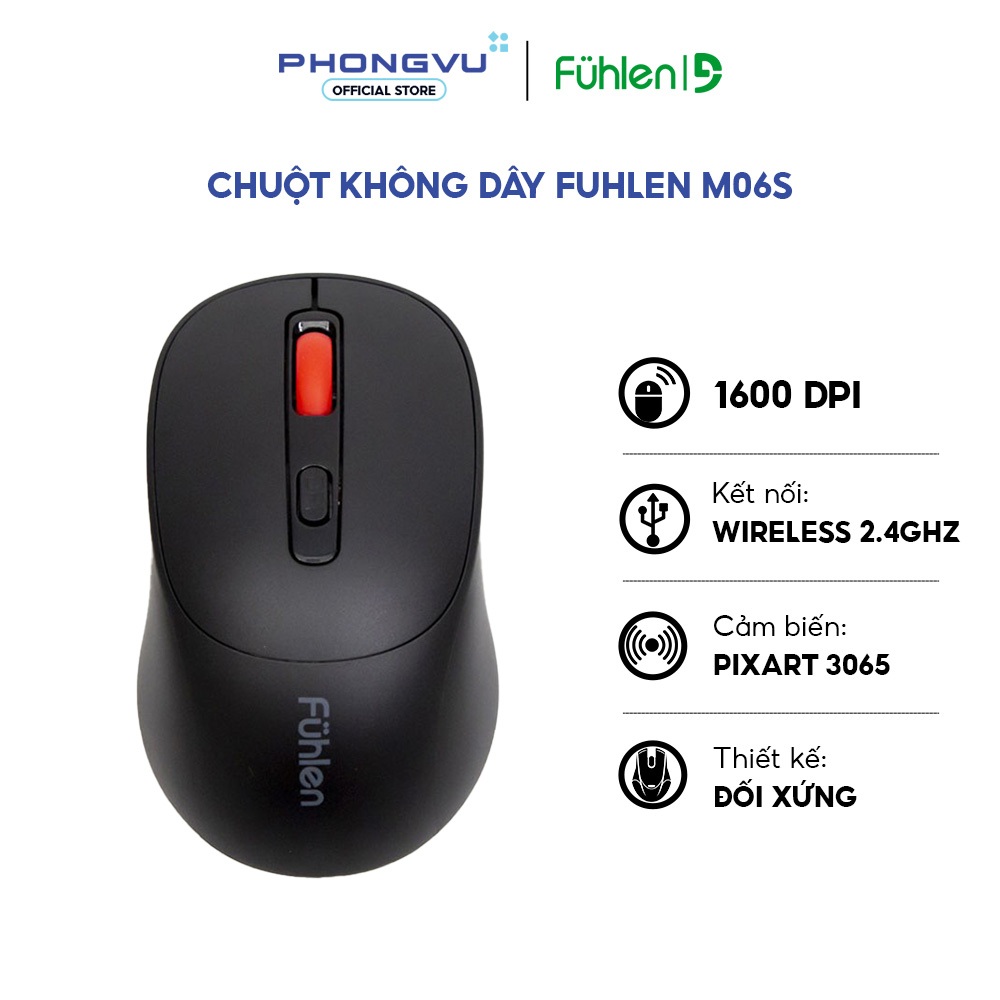 Chuột không dây Fuhlen M06S Silent (Đen) - Bảo hành 24 tháng