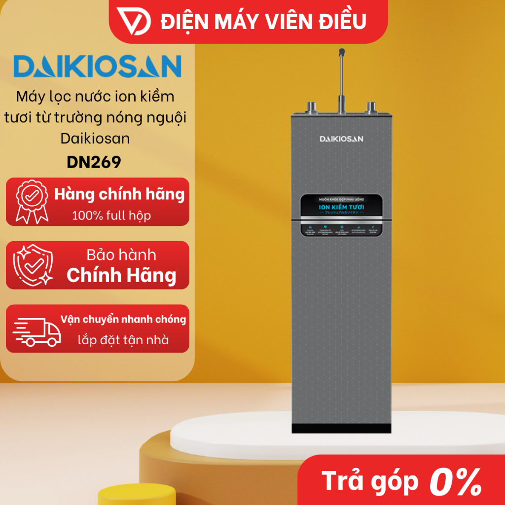 Máy Lọc Nước Ion Kiềm Tươi Từ Trường Nóng Nguội Daikiosan DN269 Hydrogen Cao Cấp