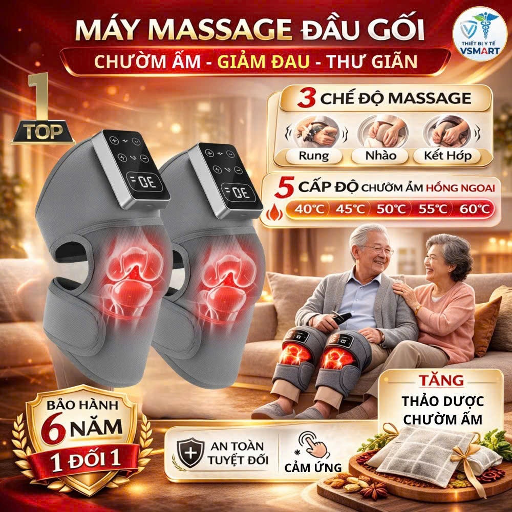 Máy Massage Đầu Gối Không Dây, Đai Quấn Nóng Đầu Gối Rung 3D Giảm Đau Nhức Gối, Khô Khớp, Tê Buốt Tay Chân Hiệu Quả Cao