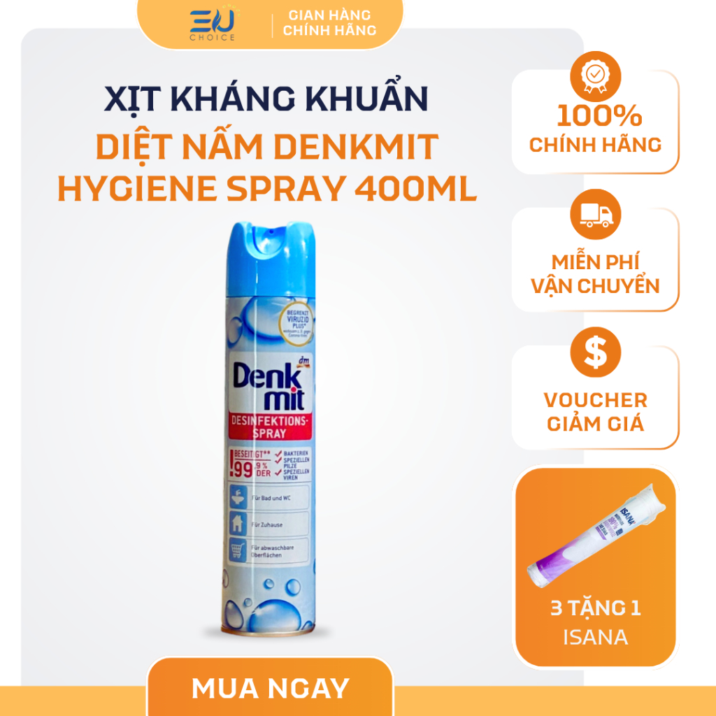 Xịt kháng khuẩn Denkmit Hygiene Spray 400ml nhập khẩu Đức diệt nấm mốc, khử trùng, khử mùi không khí