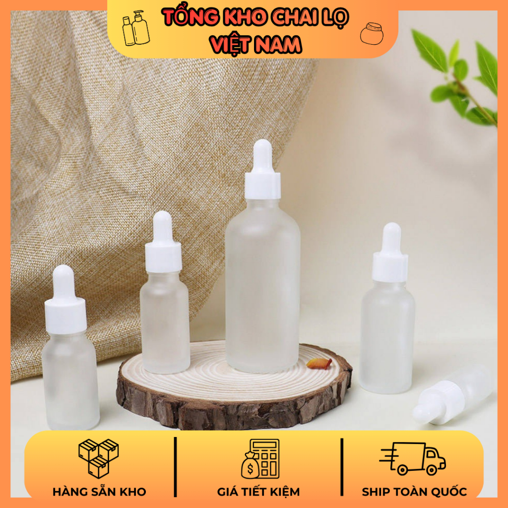 Chai Thủy Tinh Trắng Mờ Khoen Trắng Chiết Serum 5ml/ 10ml/ 15ML/ 20ml/ 30ml/ 100ml