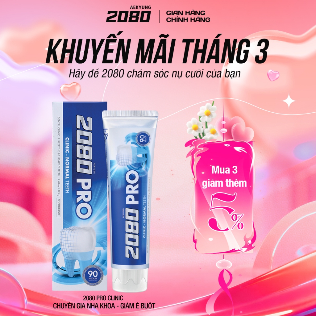 Kem đánh răng sáng bóng răng giảm viêm nướu nhiệt miệng Dental Clinic 2080 Pro Clinic Hàn Quốc
