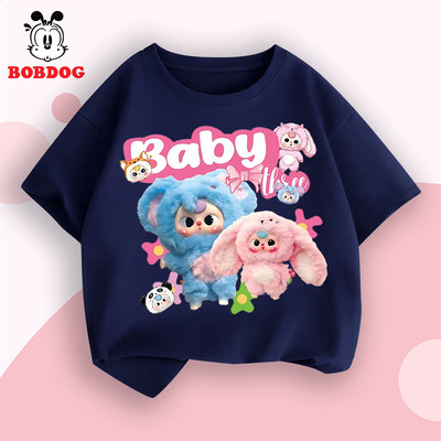 Áo thun bé gái BOBDOG vải cotton mềm mịn thoáng mát áo phông in hình Baby three cho bé