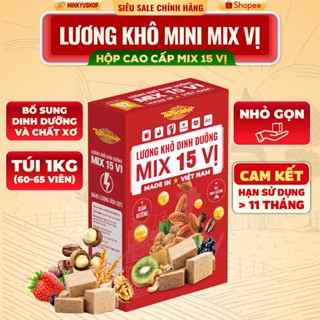 Lương khô Mini Mix 15 vị Hộp 1KG Trái Cây Hạt Dinh Dưỡng Hoa Quả Rong Biển Thương Hiệu Tân Việt Nhật