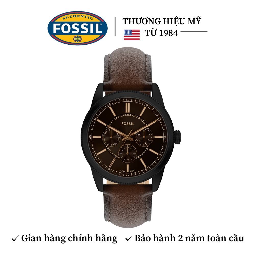 Đồng hồ nam Fossil Pearson Multifunction mặt đen, 42 MM, dây da, FS6138