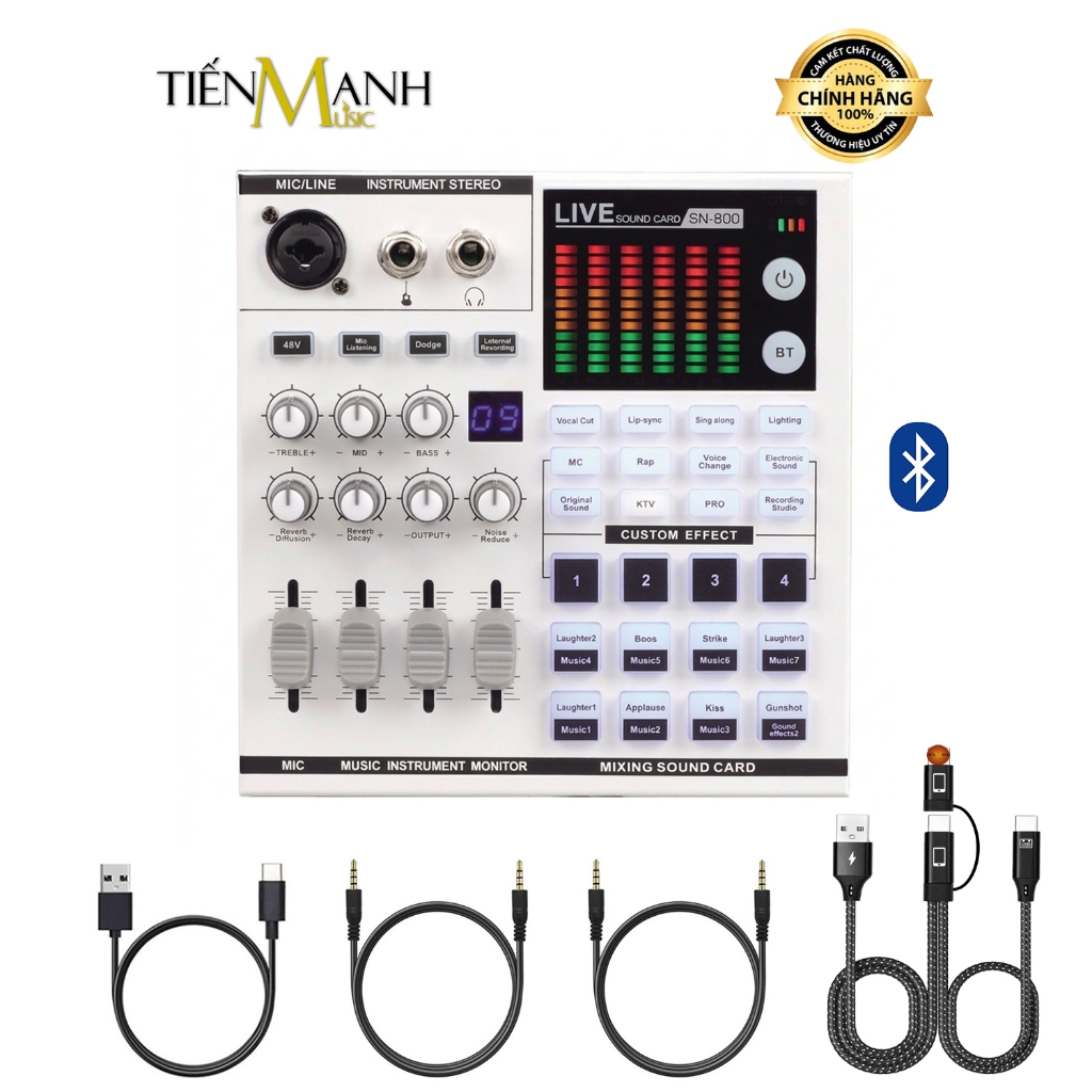 Soundcard SN-800 Bộ Thu Âm, Livestream  & Karaoke Có Vang Sound Card Audio Interface