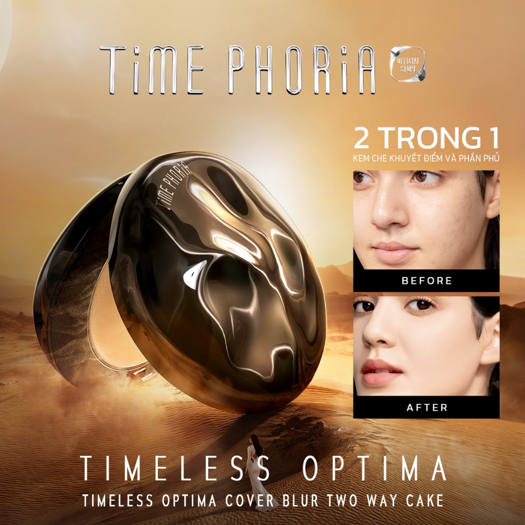 Phấn phủ nền kiềm dầu Time Phoria che phủ cao lâu trôi tiện lợi trang điểm dễ dàng