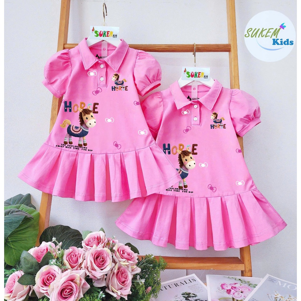 [12-40kg hỏa tốc] Đầm váy suông babydoll mùa hè phong cách Hàn Quốc cho bé gái size 12-40kg chất cot