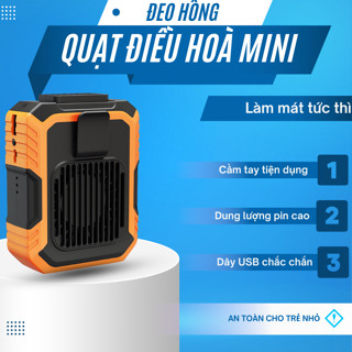 Quạt Đeo Thắt Lưng Tích Điện Kiêm Sạc Dự Phòng 6000mAh , Quạt Đeo Hông Pin Sạc Công Suất Lớn_Q2