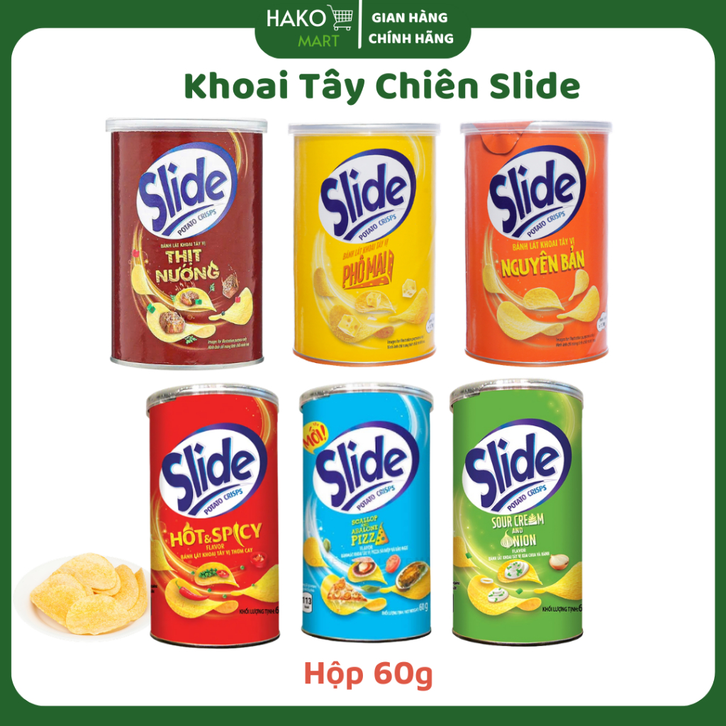 Snack Khoai Tây Slide Nhiều Vị Hộp 60g