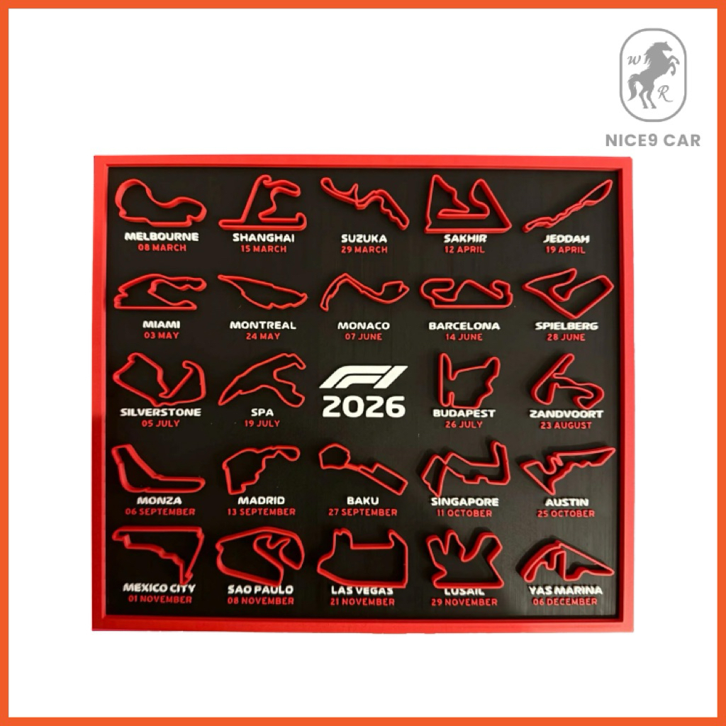 Mô Hình Lịch Thi Đấu Giải Đua F1 2026, In Nhựa 3D