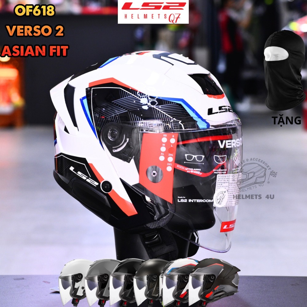 Mũ bảo hiểm 3/4 LS2 OF618 Verso II Asian Fit có 2 kính chắn chuẩn ECE22.06 size M đến 3XL - LS2 Helm