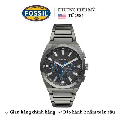Đồng hồ nam Fossil EVERETT CHRONOGRAPH FS6107, mặt số 44MM màu xám, dây thép không gỉ màu khói