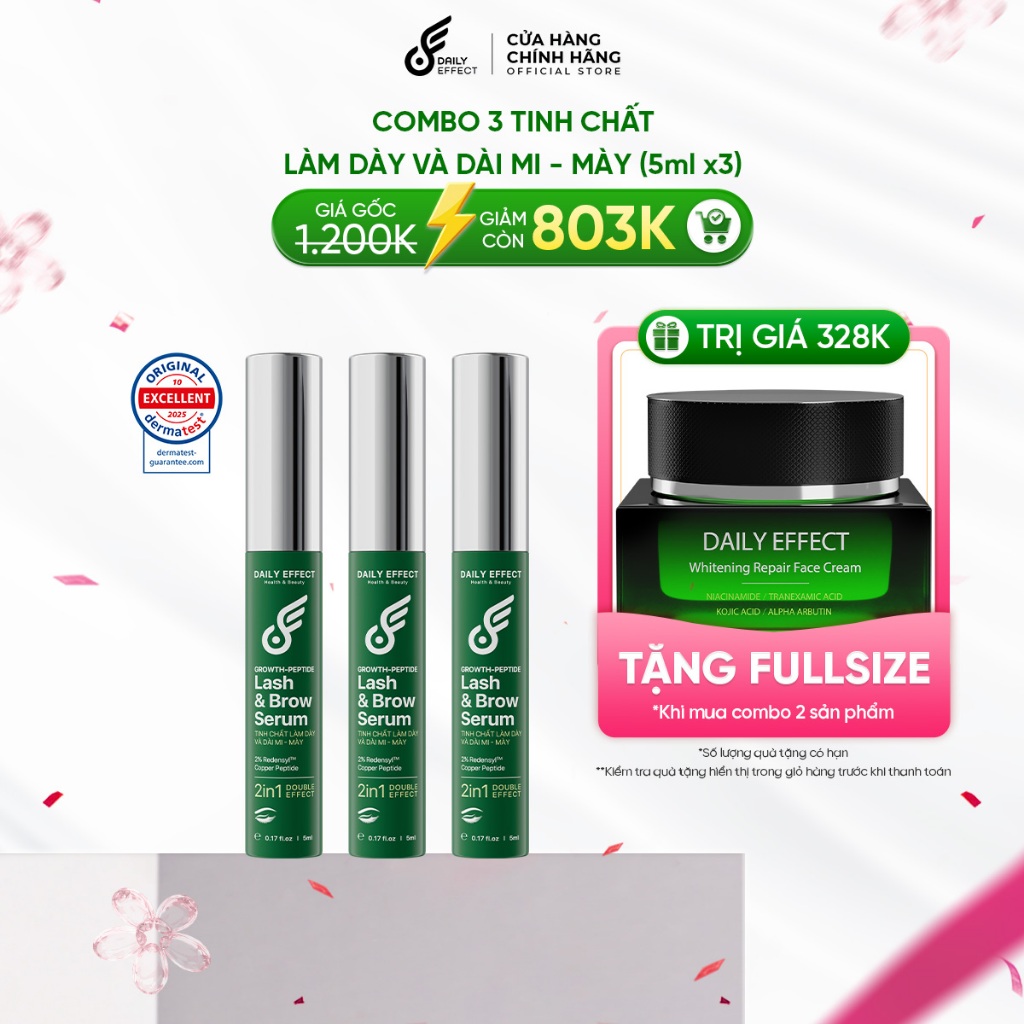 [Combo 3 Tinh Chất Làm Dày Và Dài Mi - Mày] DAILY EFFECT Growth Peptide Lash & Brow Serum (5ml + 5ml + 5ml)