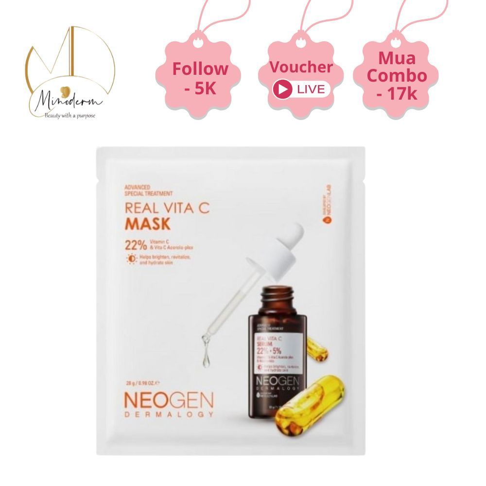 Mặt nạ Neogen Serum x3 dưỡng trắng mờ thâm Vita C Mask 28g/miếng