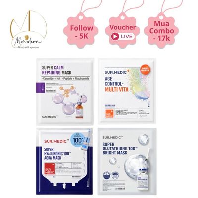 Hộp 10 miếng Mặt Nạ SUR.MEDIC hỗ trợ dưỡng trắng da, phục hồi, cấp ấp toàn diện