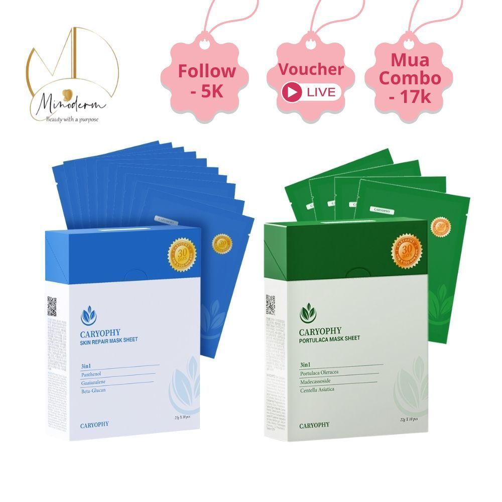 Hộp mặt nạ Caryophy Portulaca Mask Sheet giảm mụn, giảm thâm