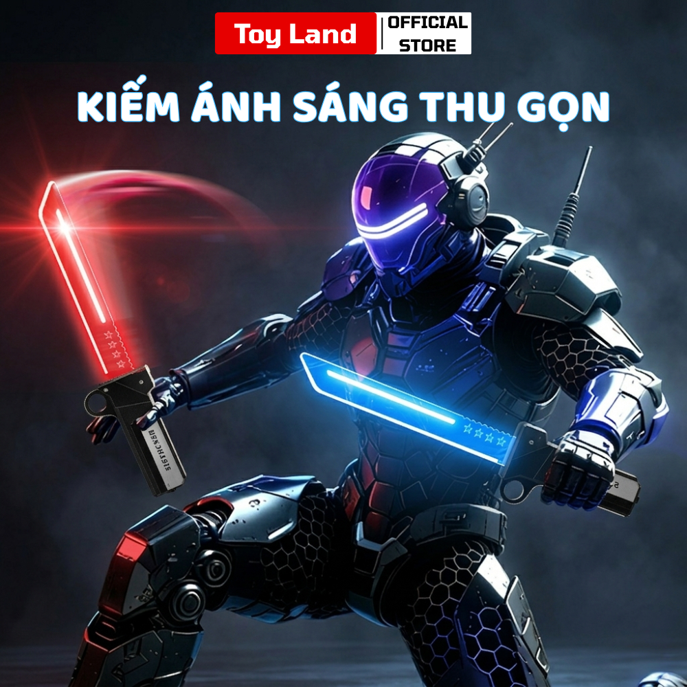 Bộ 2 kiếm ánh sáng LED thu gọn cho bé – Đồ chơi phát sáng ghép nối kiếm đôi