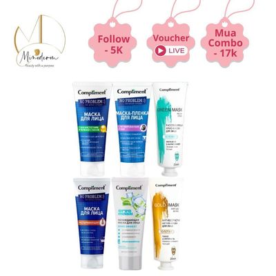 Mặt nạ đất sét Compliment No Problem Face Mask detox da, làm sáng, kiềm dầu, se khít lỗ chân lông