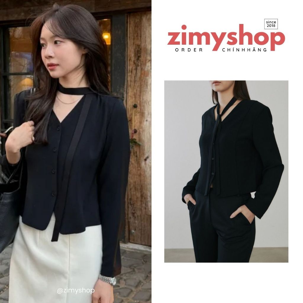 CHÍNH HÃNG ÁO [WORN BY KKO MIN-JI][16TH REORDER] MODERN RIBBON BLOUSE 29CM HÀN QUỐC