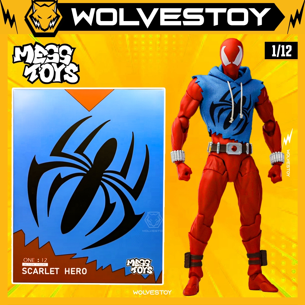 Mô Hình Mess Toys Scarlet Hero Spider-man Action Figure 1/12 Action Figure