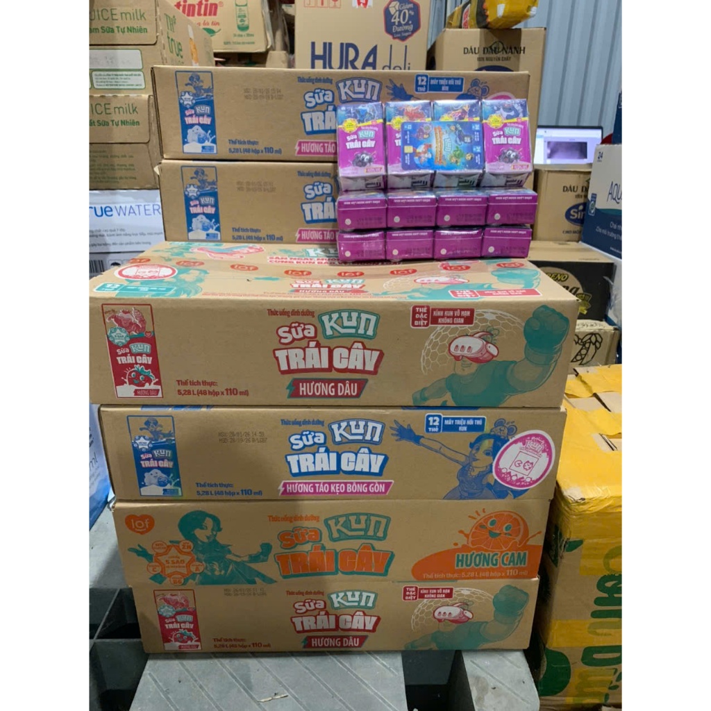 Kun sữa trái cây đủ vị 1 thùng 48 hộp x 110ml chọn vị...