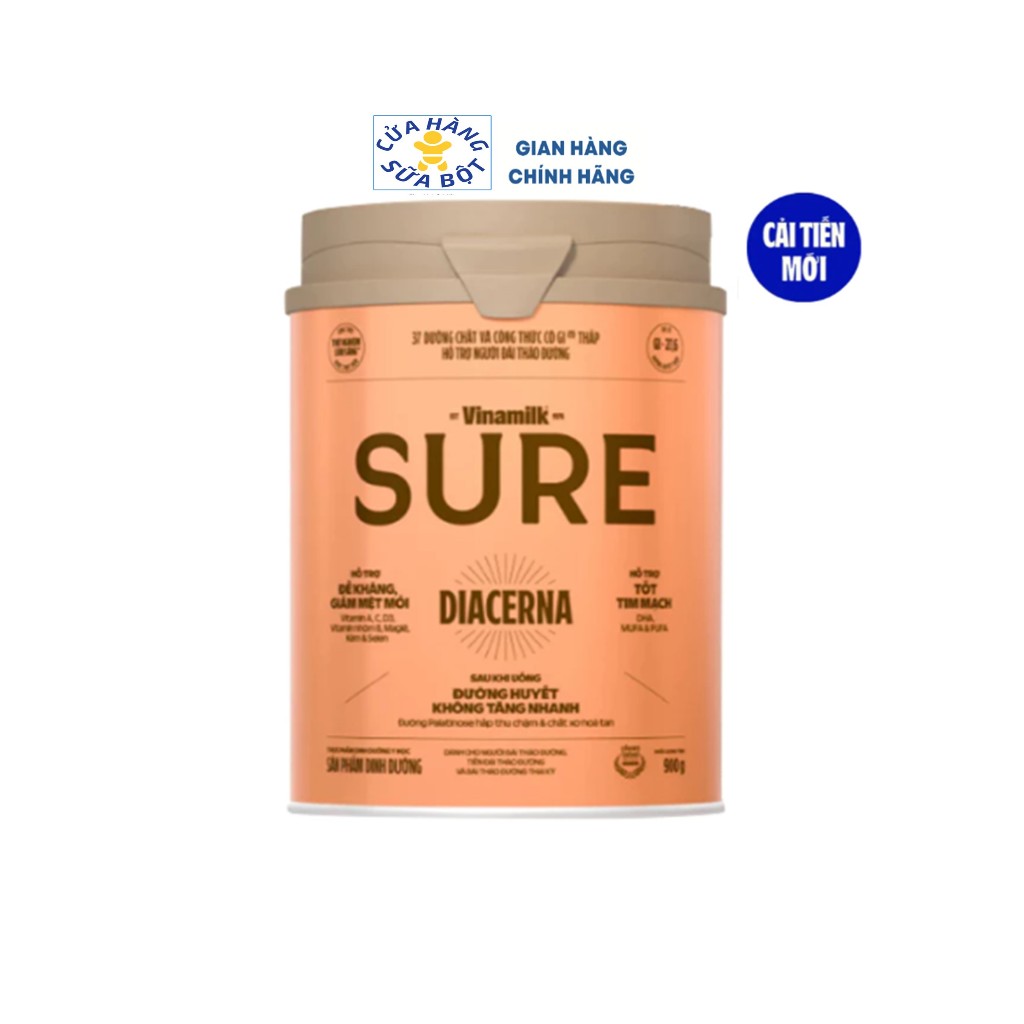 Sữa bột Vinamilk Sure Diecerna 900g Dinh Dưỡng Cho Người Bệnh Tiểu Đường