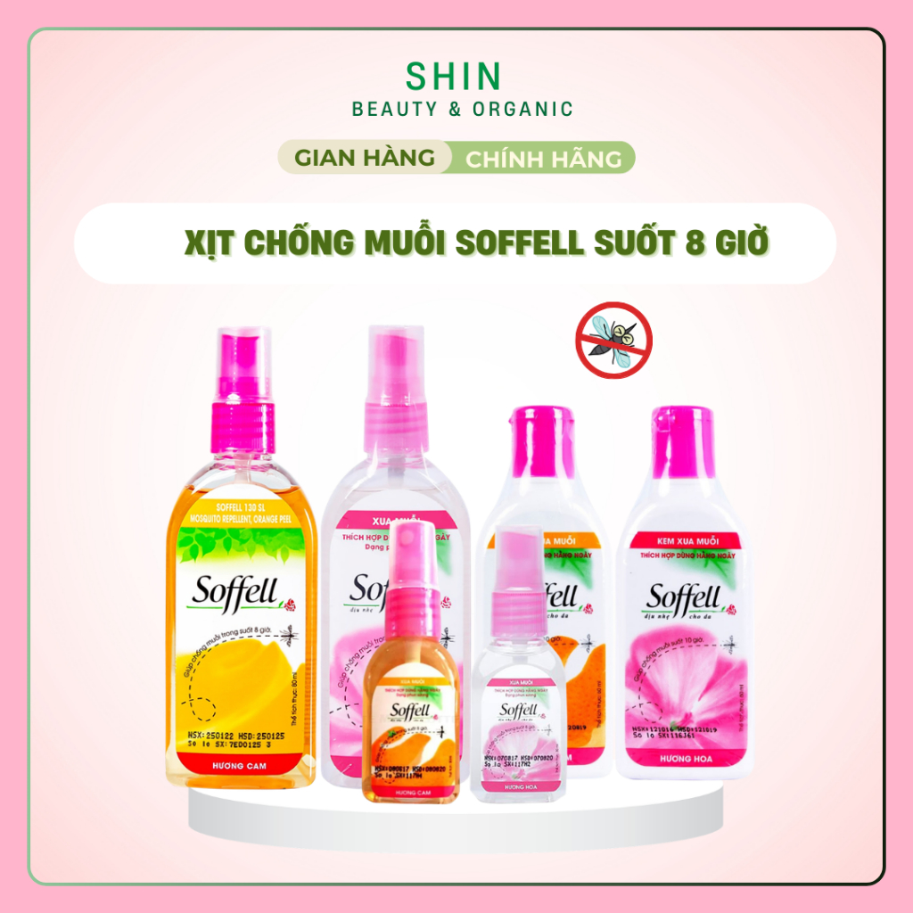 Xịt Chống Muỗi Soffell Hương Cam, Hương Hoa Giúp Chống Muỗi Trong Suốt 8 giờ (30ml-80ml)