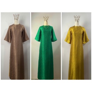 ÁO DÀI GẤM SUÔNG TAY LOE TÀ DÀI VỪA BIGSIZE 4X,5X (KHONG QUẦN)