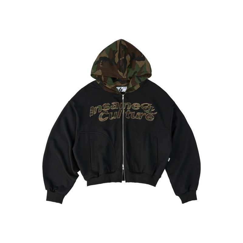 Insane® Camo Patch Hoodie Zip - ĐEN
