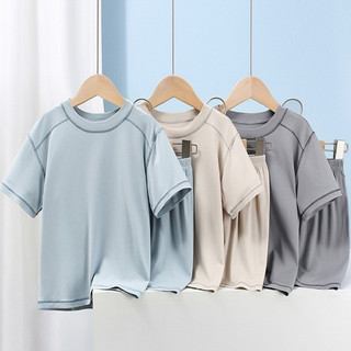 GU2 set bộ thun bé trai cộc tay size đại size110-170 15-45kg bộ thun hè cotton bé trai lớn thấm hút tốt hàng quảng châu