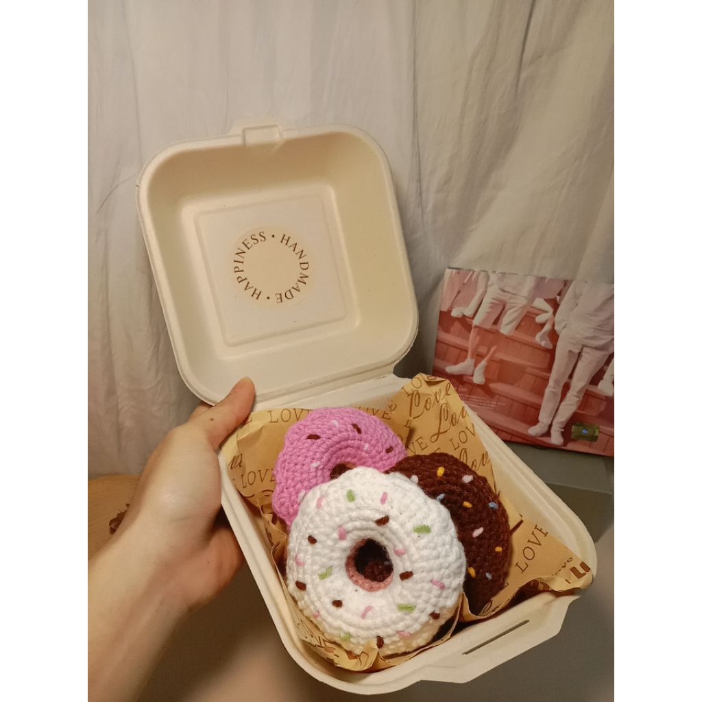 Set bánh Donut len 3 vị siêu ngọt ngào - Quà tặng handmade làm từ len milk cotton