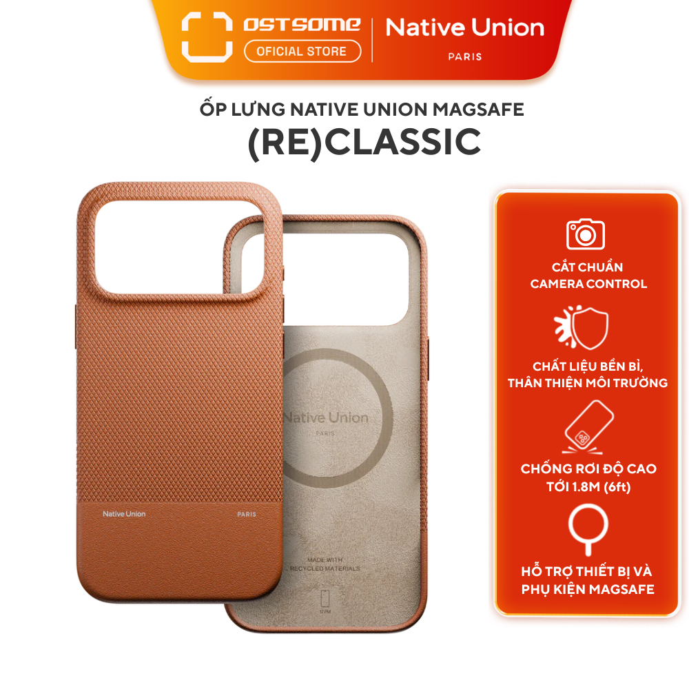 Ốp lưng Native Union (Re)Classic – Chất liệu tái chế, hỗ trợ sạc nhanh_ Bảo hành 12 tháng