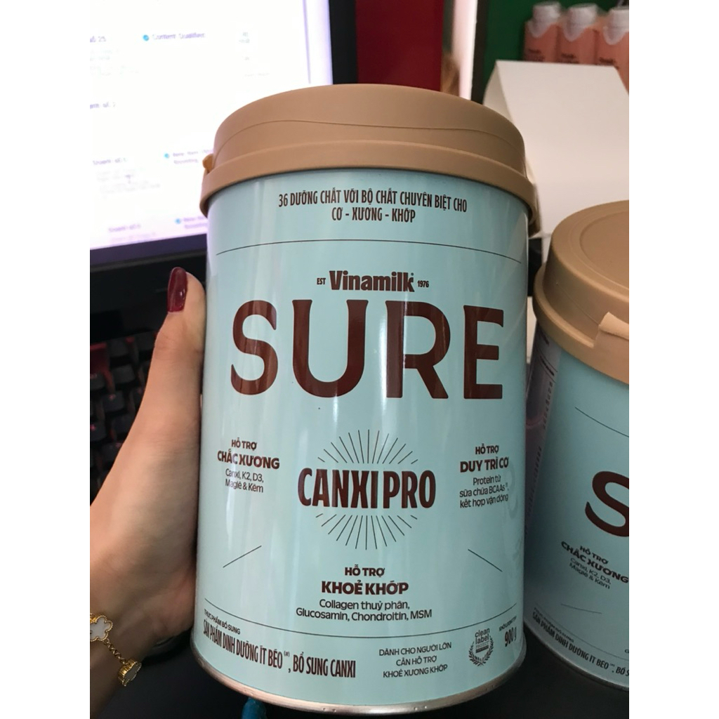 Tặng kẹo - sữa bột Vinamilk sure CANXI PRO 900g hỗ trợ cơ, xương, khớp chắc khoẻ