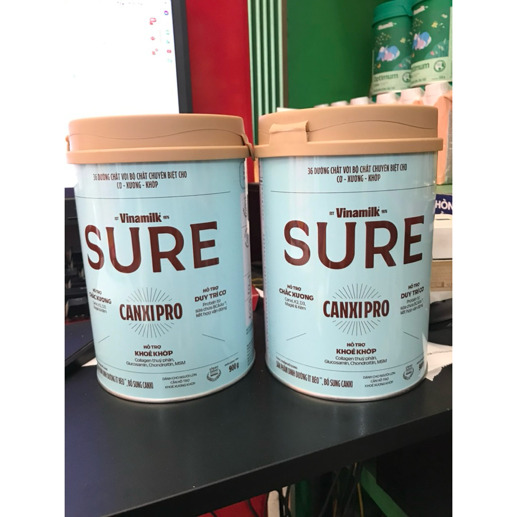 COMBO 2 lon sữa Vinamilk sure CANXI PRO 900g date 2027 dinh dưỡng ít béo bổ sung canxi giúp xương kh