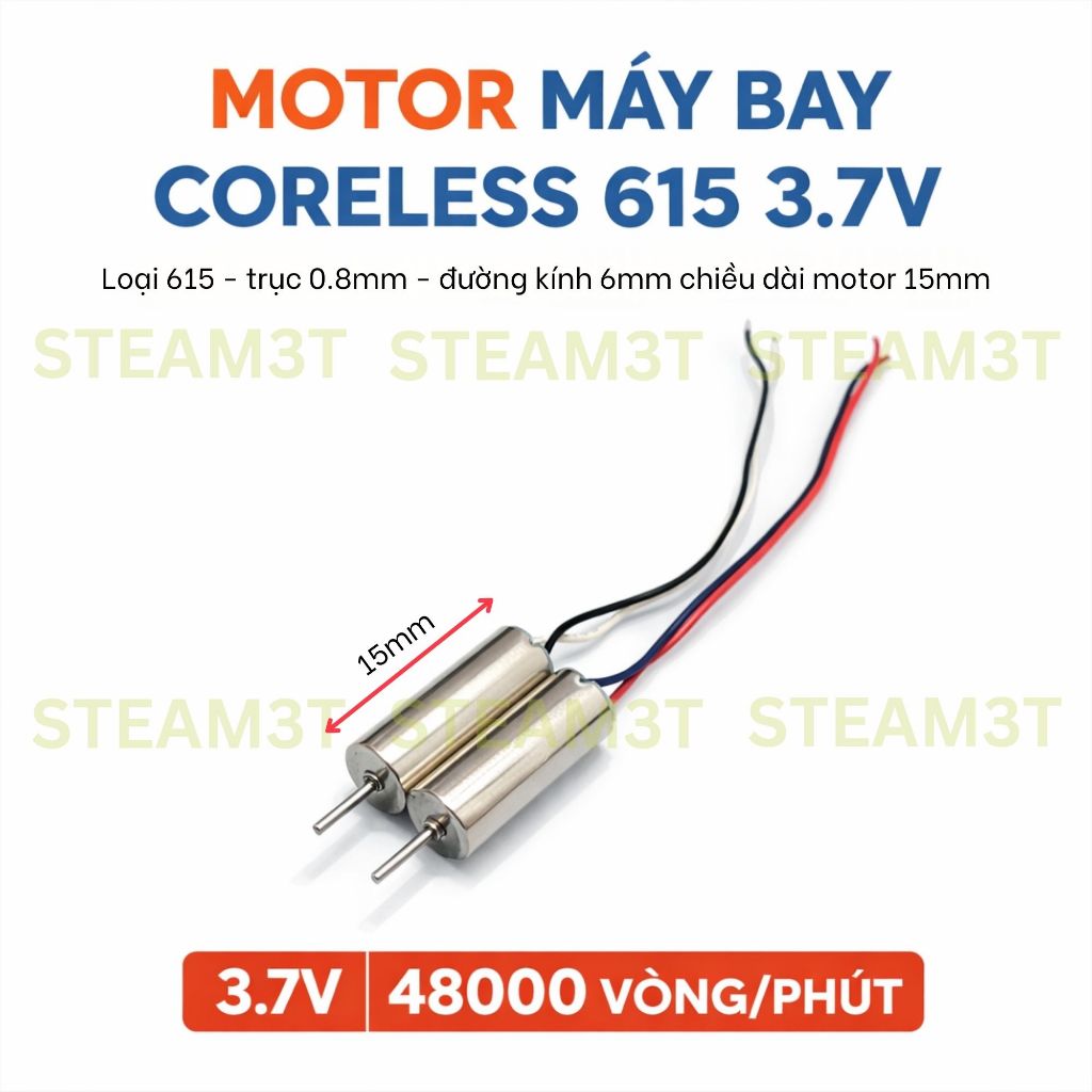 Bộ 2 motor máy bay mini 615 dây đây đen trắng xanh đỏ 3.7V 48000 RPM - LK0280