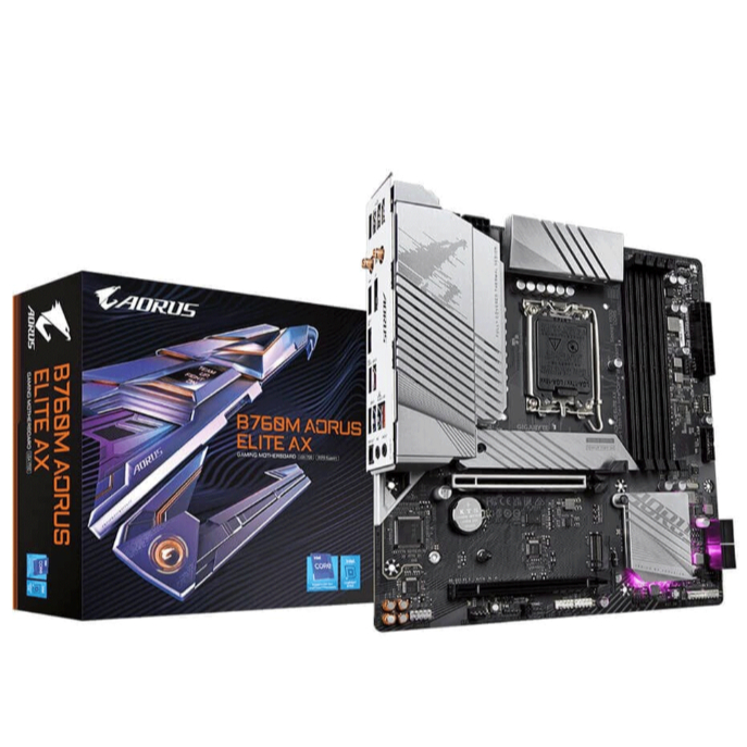 Mainboard Gigabyte B760M AORUS Elite AX Wifi DDR5 | LGA 1700, mATX, 4 khe RAM – WiFi + Bluetooth – C