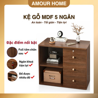 Tủ Để Đầu Giường 5 Ngăn Gỗ MDF Cao Cấp - Tab Đầu Giường Sang Trọng Bề Mặt Phủ Melamine Chống Ẩm Mốc