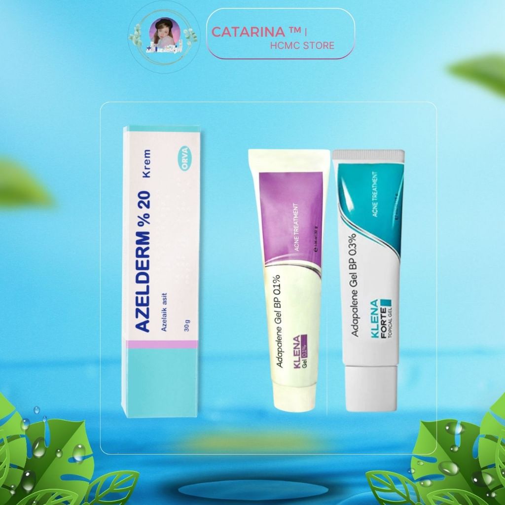 AZELDERM + KLENA FORTE | Bộ đôi AZELAIC ACID + ADAPALENE giảm mụn trứng cá, mụn ẩn, giảm thâm mụn