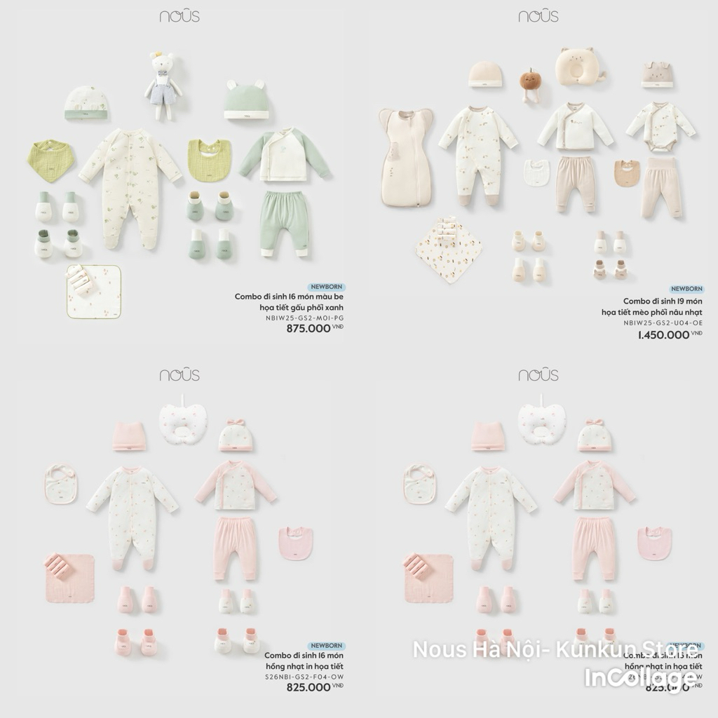 [ Nous có hộp] Sét quà tặng sơ sinh Nous cho bé full  hộp