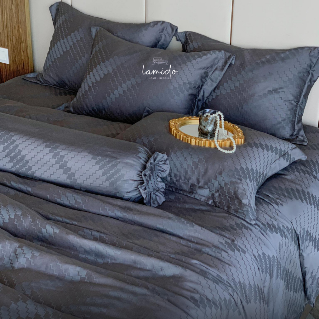 Vải lụa tencel 80s cao cấp LAMIDO mẫu Xám Ô Dệt Kim 2m5, chuyên dùng may ga gối giá sỉ