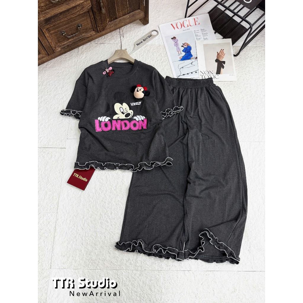 set đồ nữ sang chảnh,đồ bộ nữ đồ mặc nhà MẪU MỚI RA MẮT bộ mikey quần bèo siêu xinh zh190