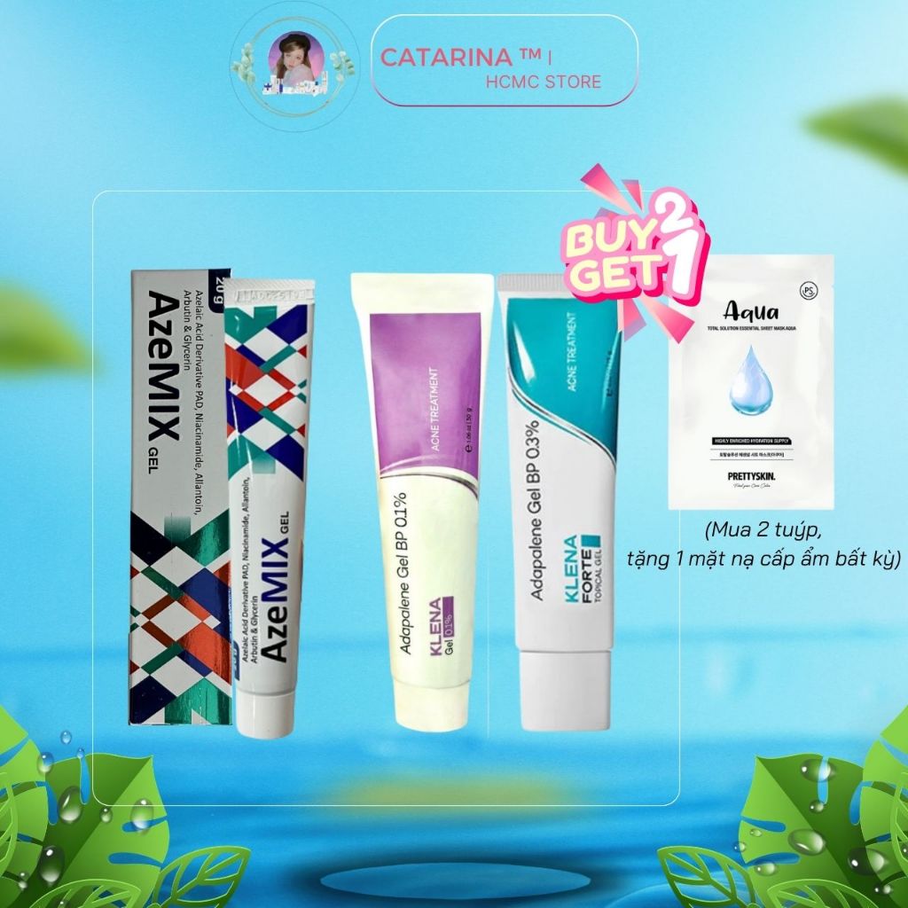 AzeMIX + Klena Forte | Bộ đôi Azelaic Acid + Adapalene | Giảm mụn trứng cá, mụn ẩn, giảm thâm mụn